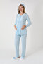 Pregnant Women's 3-Piece Pajama & Robe Set – Jacquard Fabric with Bow Pattern, Breastfeeding, Viscose-Cotton - 2