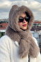 Women's Camel Faux Fur Scarf Hat – Winter Warm Soft Plush Model - 4