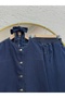 Adelia Double Pocket Wide Leg Trousers Denim Suit-Ls5841 Denim Color - 2