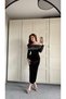 Women's Sequin Madonna Collar Velvet Stylish Evening Dress - 5