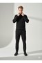 Unisex Corded Fabric Shirt Collar Zippered Pocket Elastic Waist Knitwear Bottom Top Set
