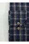 Regular Fit Winter 100% Cotton Long Sleeve Button-Up Collar Plaid Navy Blue Brown Shirt 3866Kl - 3