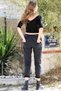 Women's Anthracite Italian Lycra Slim Fit Straight Trousers - 6