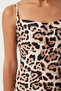 Leopard Print Strap Midi Dress Lkj0006 Black Beige - 4