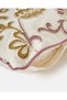Cream And Purple Floral Embroidered Cushion - 5