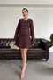 Buttoned New Season Skirted Knitwear Set - Brown - 4