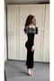 Women's Sequin Madonna Collar Velvet Elegant Evening Christmas Dress - 3
