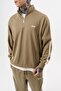 Men's Diagonel Sweatshirt with Dirty Stitch Detail and Half Zipper Khaki - 4