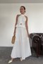 Premium Skirt Suit with Gold Brooch - White - 5