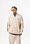 Men's Half-Zip Diagonel Sweatshirt with Dirty Stitch Detail Beige