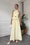 Premium Skirt Suit with Gold Brooch - Yellow