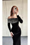 Women's Sequin Madonna Collar Velvet Elegant Evening Christmas Dress - 6