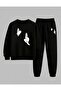 Children's Sweatshirt - Tracksuit Set Crew Neck Naughty Boy Runs Away Printed 3 Thread Raised Lettering