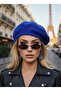 Women's Plush Furry French Painter Beret Cobalt Blue - 3