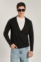 Men's V-Neck Buttoned Knitwear Cardigan - Black