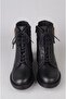 Seç 2558 Genuine Leather Buckle Detail Boots Black - 3