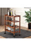 Bamboo Kitchen Serving Trolley - 4-Tier Rolling Cart Storage Rack - 5