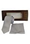 White and Black Lattice Knitted Patterned Soft Tie and Handkerchief Set with Gift Box - 2