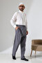Men's Elastic Waist Pocket Hajj Umrah Linen Shalwar Pants - Anthracite (VŞN) - 2