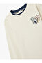 Cotton Crew Neck Embroidered Detail Long Sleeve T-Shirt - 3