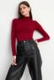 Women's Cream Burgundy Black White 4-Piece Half Turtleneck Basic Bodysuit - 5