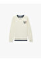 Cotton Crew Neck Embroidered Detail Long Sleeve T-Shirt