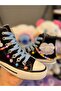 Cinnamorol Printed Black High-Top Girls' Sneakers with Beads and Anklet - 6