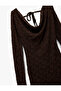 Back Detail Cowl Neck Long Sleeve Asymmetric Midi Lace Dress - 5