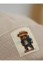 Beige Unisex Baby & Kids Beanie Flexible Ribbed Knit Beanie with Teddy Bear Label Ribbed Knit - 2