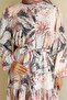 Women's Patterned Long Hijab Dress 1319 - Brown - 3