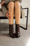 Verona Women's Zippered Genuine Leather Boots Brown Patent Leather - 2