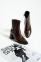 Verona Women's Zippered Genuine Leather Boots Brown Patent Leather - 4