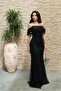 Black Off Shoulder Sequin Strapless Evening Dress - 2