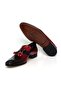Red Black Color Genuine Leather Patent Leather Laceless Men's Shoes - 3