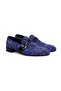 Blue Color Laceless Genuine Leather Beaded Men's Shoes