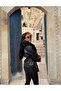 Women's Fur Collar Belted Leather Jacket Premium Quality Black - 2