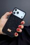 Black Stone Sparkling Silicone Case Compatible with Apple iPhone 17 Pro Max / 18 Pro Max Shockproof Cover - 3