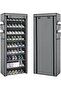 9 Tiers Shoe Rack Storage Box for 27 Pairs - Foldable with Dust-Proof Cover (Gray)