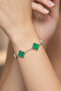 Green Malachite Stone Petal Leaf Model Striped Women's Steel Bracelet - 3