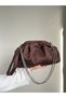 Women's Suede Stone Scholarship Hand and Shoulder Bag - 3