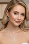 Waterway Crystal Glass Stone Elegant Evening Dress Necklace Earring Set – Minimal Sparkle Bijouterie Set Mrs6003 - 2