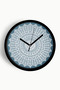 Mandala Style Flower Drawing Modern Wall Clock - 42cm - Black Case with Glass Front - Silent Mechanism
