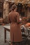 Women's Belted Cashmere Long Coat – Brown, Lined, Premium Thickness - 3