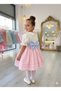Baby Girl Organic Cotton Satin Sleeve Lace Detail Puffy Peter Pan Collar Birthday Dress + Hair Clip - 6