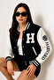 Oversized H Embroidered Winter Thick Coat