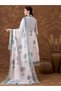 Women's Ethnic Floral Embroidered A-Line Kurta Set with Pants & Dupatta - White - 7