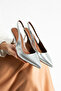 Arya Women's Silver Thin Heeled Slingback Stylish Heeled Shoes