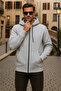 Men's Winter Hooded A.Grey Zippered Oversized Sweat - 2