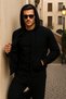 Men's Winter Hooded Black Zippered Oversized Sweat - 3