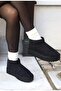 Women's Black Mini Suede Fur Lined High Thick Sole Winter Boots - 4